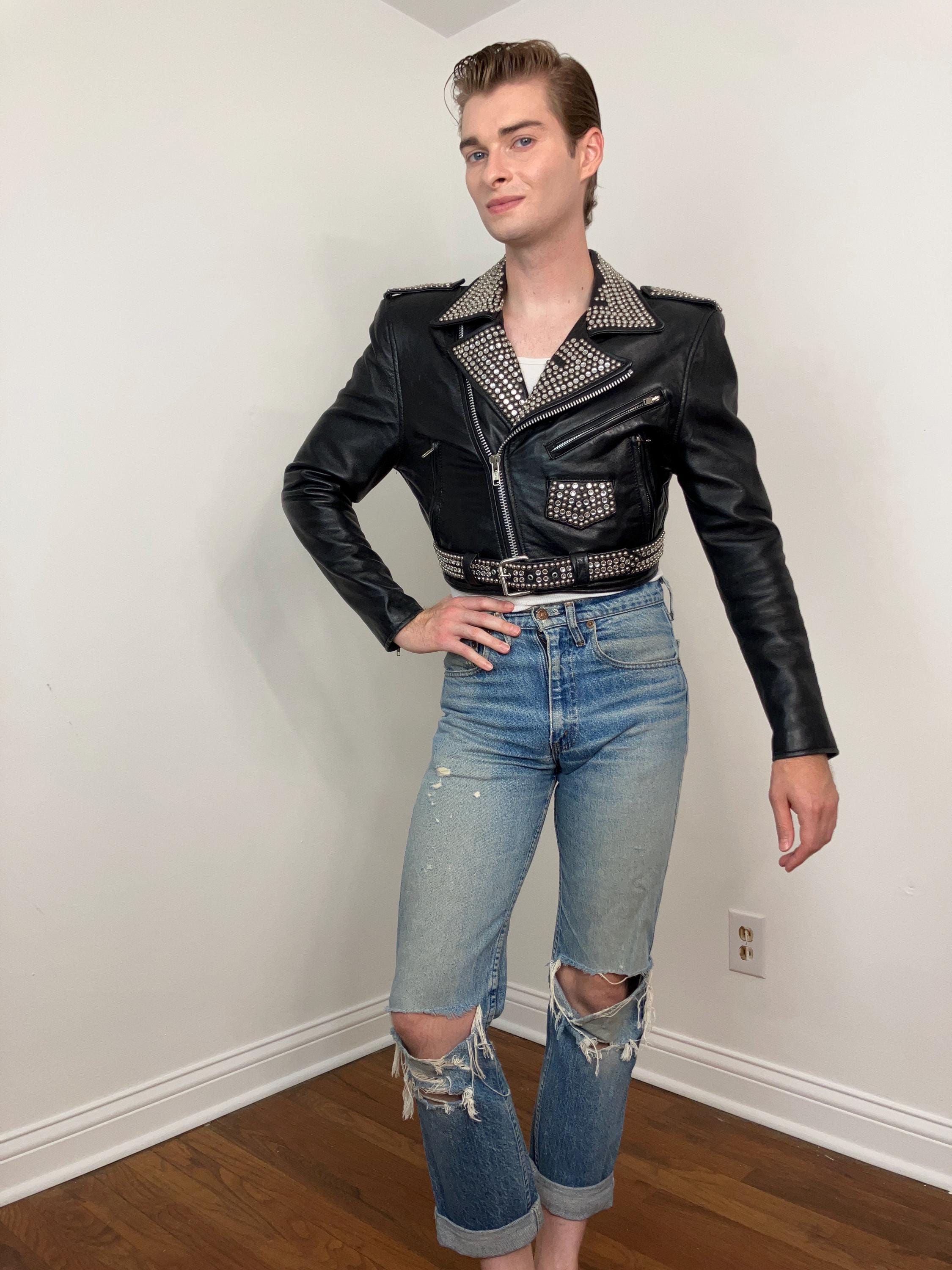 1950s Studded Leather Jacket - Etsy