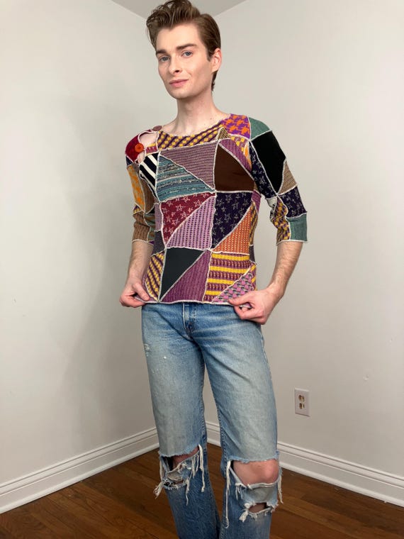 70s Patchwork sweater - image 4