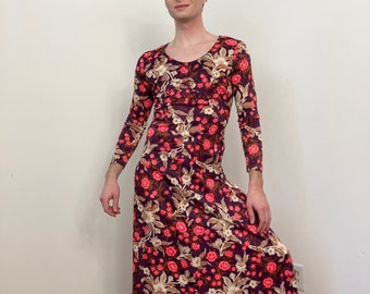 70s Bold floral maxi dress