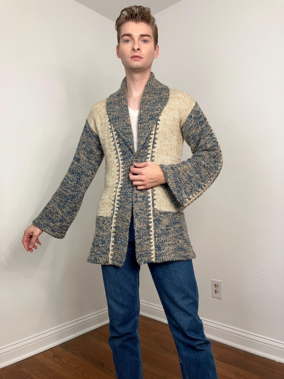 70s Patchwork space dye cardigan - image 1