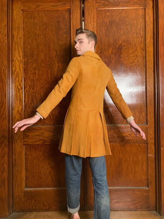 60s Suede pleated dress coat - image 7