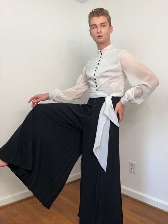 70s Wide leg accordion pleated jumpsuit Gem