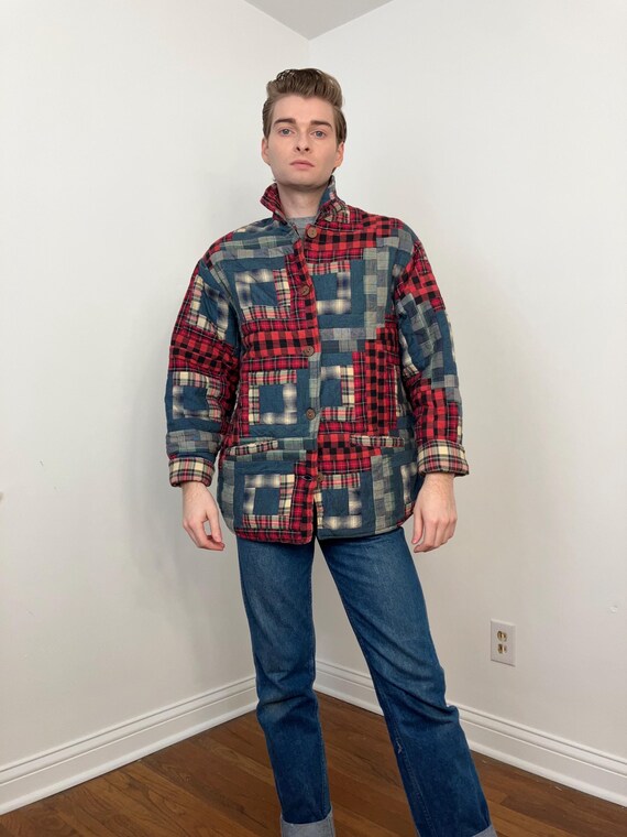 90s Patch Magic quilted patchwork reversible jack… - image 4
