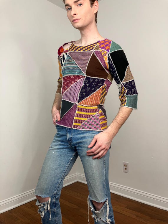 70s Patchwork sweater - image 5