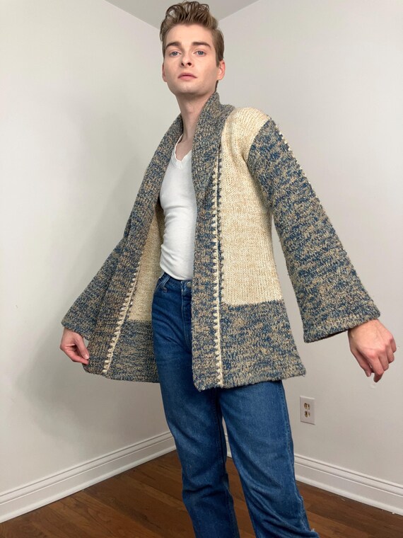 70s Patchwork space dye cardigan - image 5
