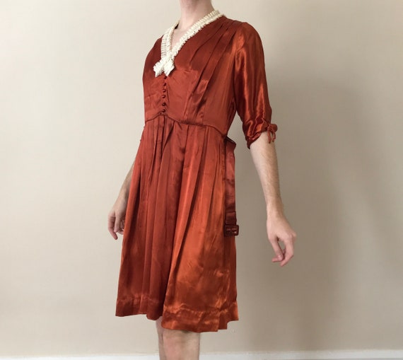 30s / 40s Orange liquid satin dress with matching