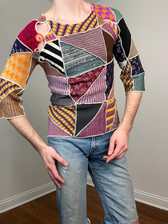 70s Patchwork sweater - image 8