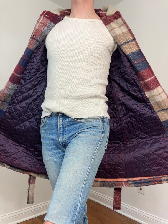 70s Hooded plaid coat - image 7