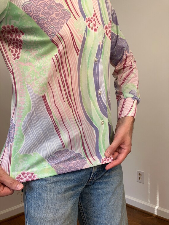 70s abstract print disco shirt - image 6