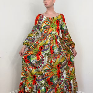 60s Pat Richards Psychedelic barkcloth dress