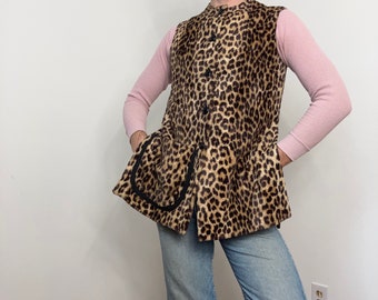 70s Faux leopard vest