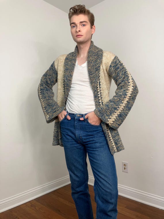 70s Patchwork space dye cardigan - image 7