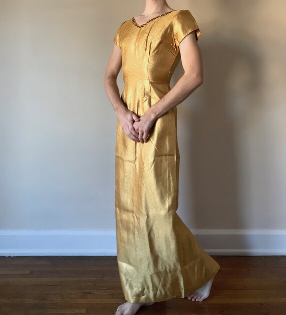 60s Gold metallic Cheongasm dress