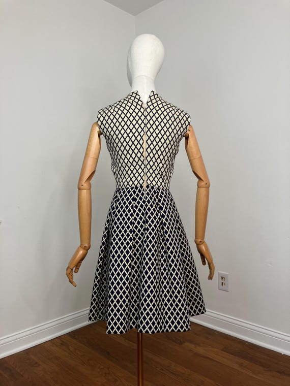 60s Pauline Trigere wool lattice pattern dress set - image 8