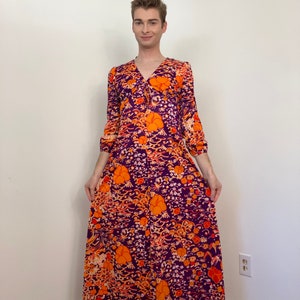 70s Abstract floral maxi dress image 3