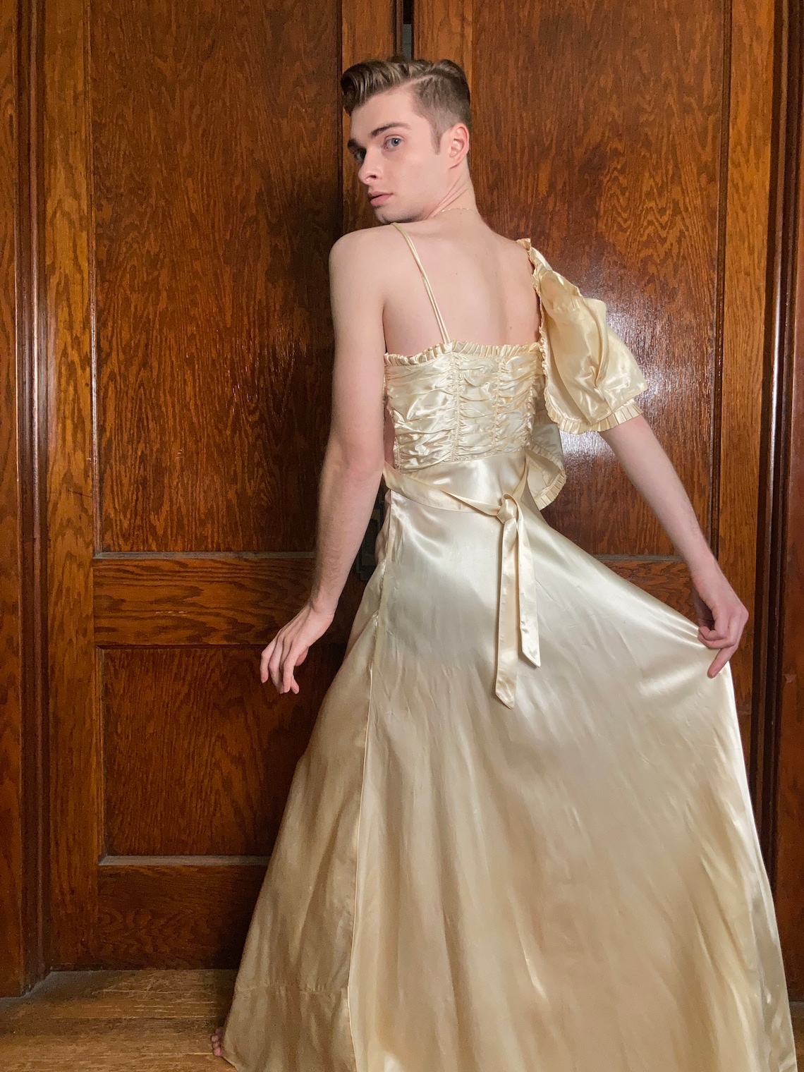 30s Liquid Satin Wedding Gown With Matching Bolero | Etsy