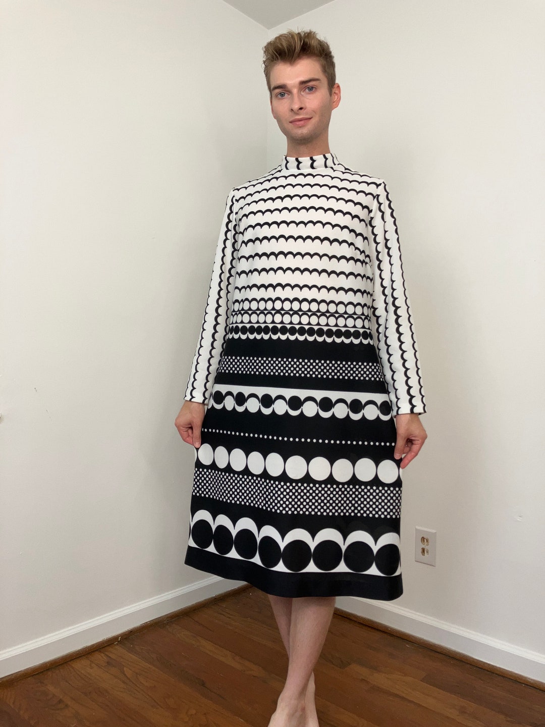 Insane 70s Op Art Polkadot Cotton Sundress