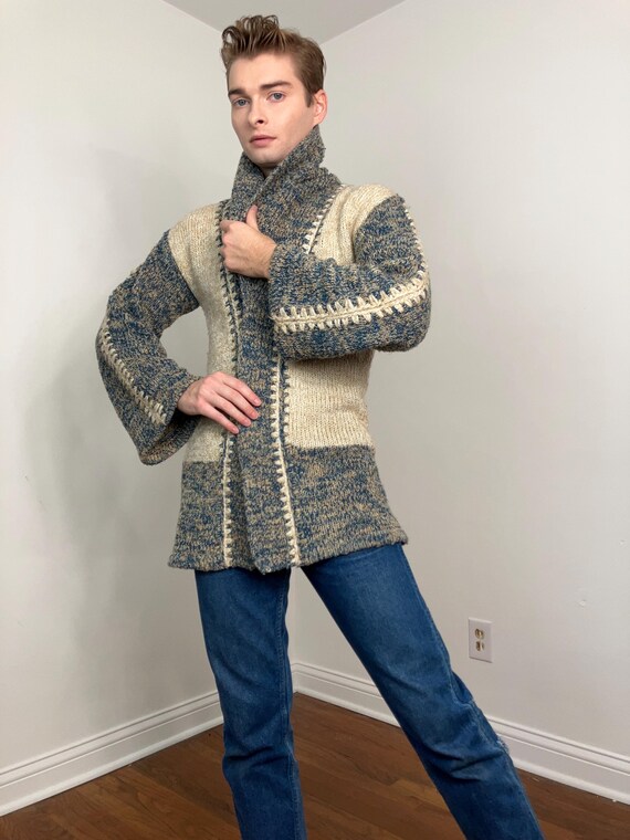 70s Patchwork space dye cardigan - image 4