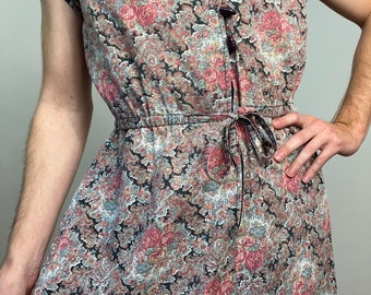 70s Dark floral prairie style dress