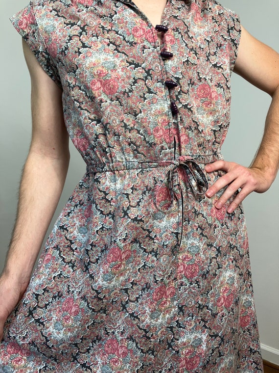 70s Dark floral prairie style dress