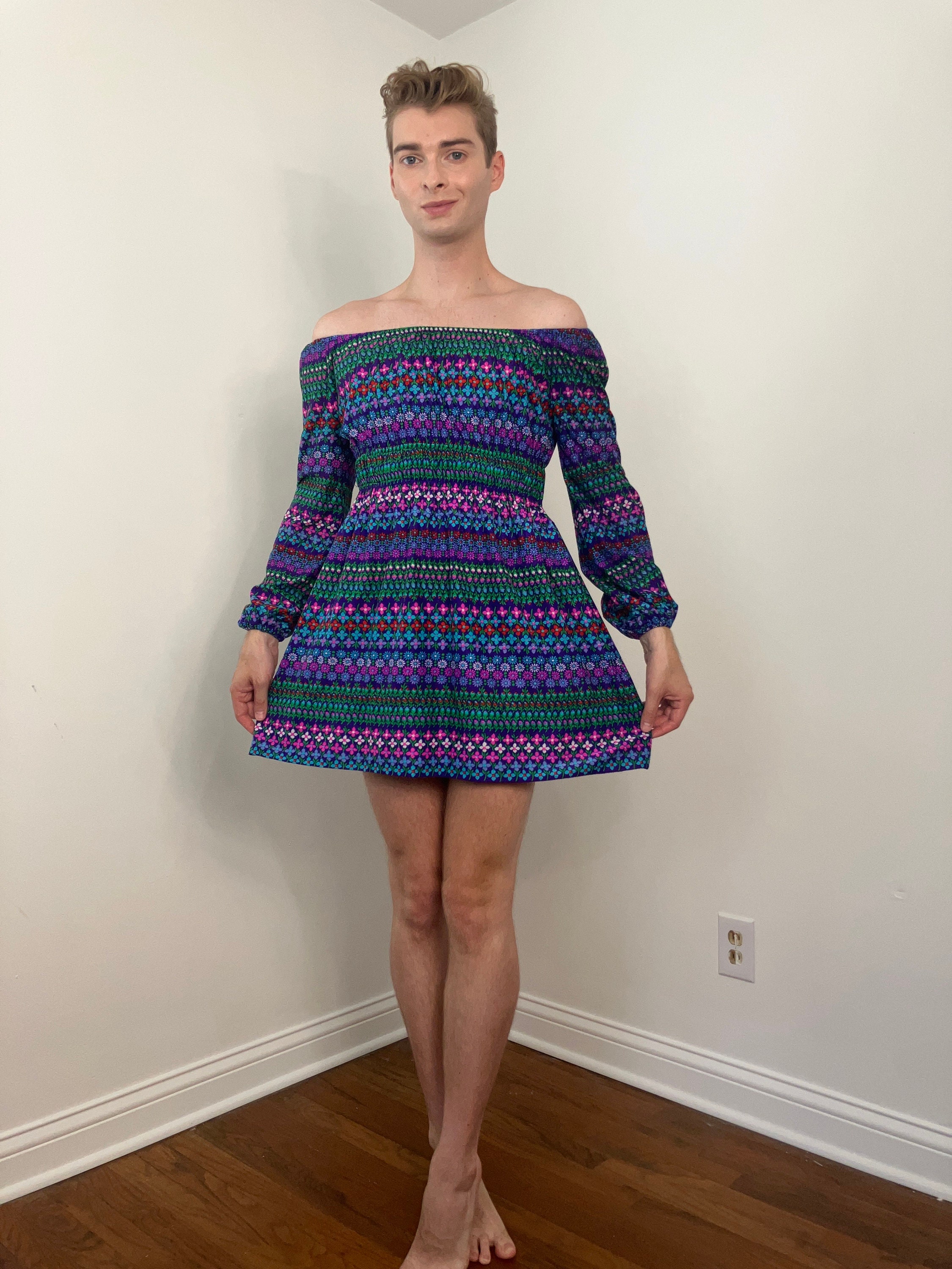 70s floral mini dress 70s Floral Mini Dress L