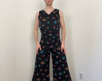 70s Floral bell bottom pant set