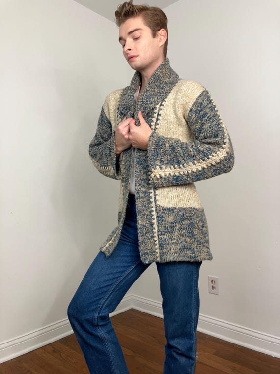 70s Patchwork space dye cardigan - image 3