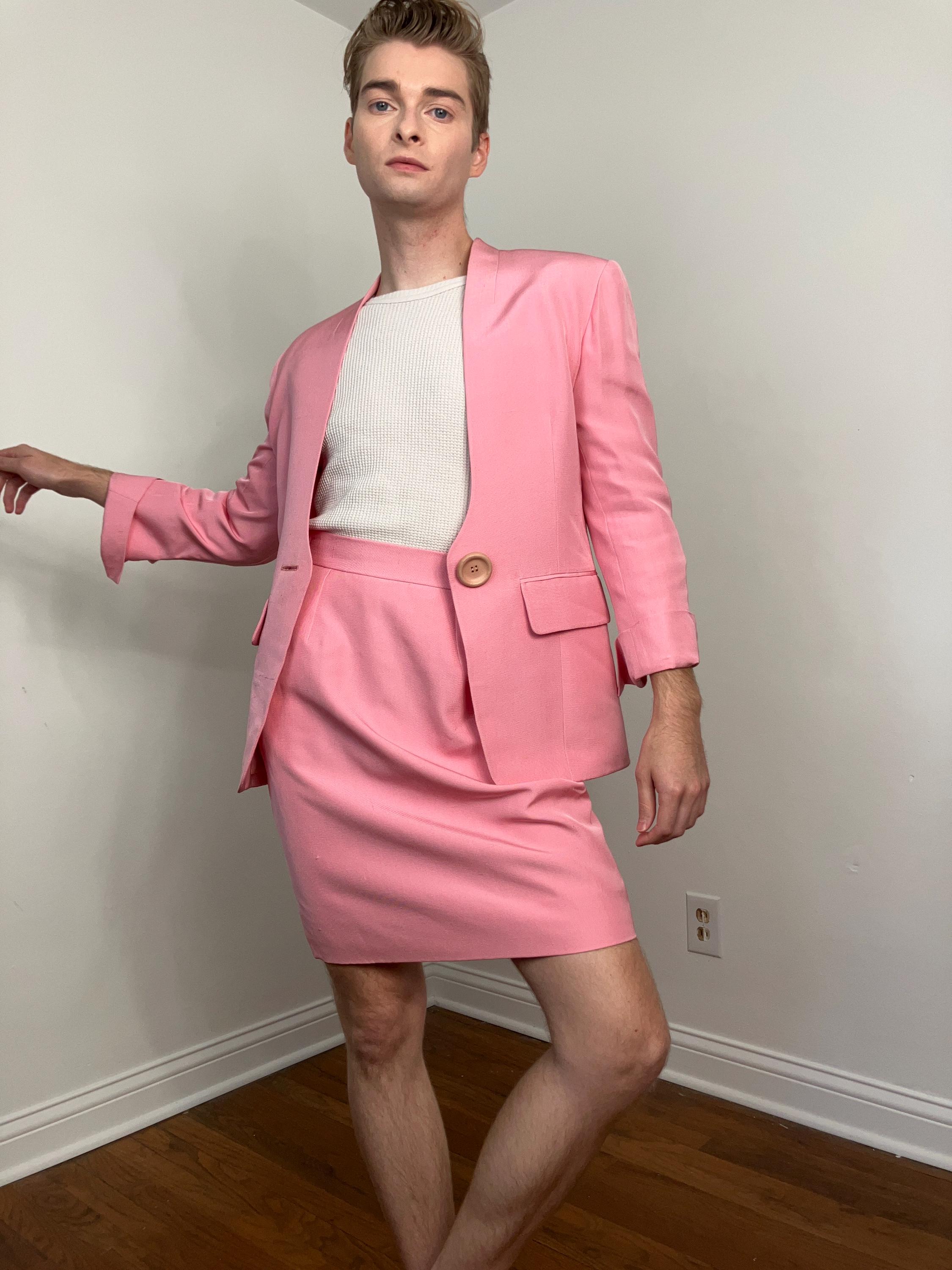 Christian Dior ピンク スカート 1992 Christian Dior Boutique Numbered Pink Silk Skirt Suit - Etsy