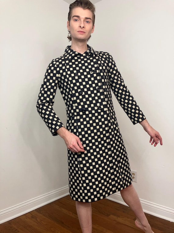 60s I. Magnin mod op-art checkered pattern double… - image 6