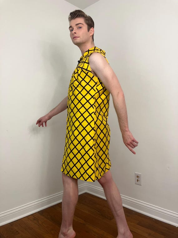 60s Evelyn Pearson lattice grid print shift dress - image 7