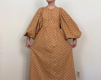 Rare 60s Laura Ashley floral calico maxi dress with huge balloon sleeves