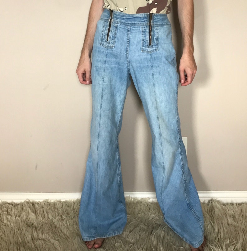 70s Double front zip high waisted Wrangler bell bottoms