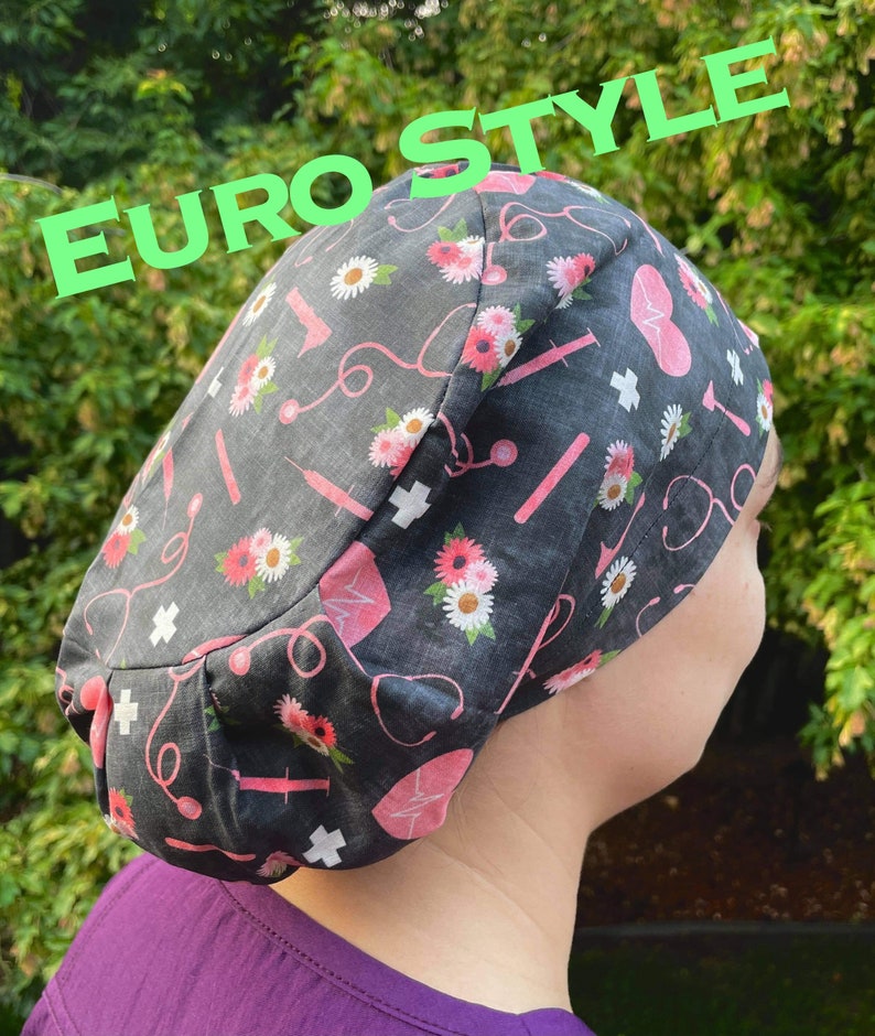 Women's unique surgical scrub cap. Euro style surgery hat. Nurse. Technician. Anesthesiologist. Veterinarian. Handmade. Schnauzers. image 8