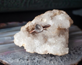 Herkimer Diamond Ring - Size 8 - Raw Stone Ring - Electroformed Ring - Copper Ring - Clear Gemstone Ring - Handmade Jewelry