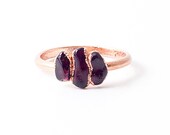 Garnet Copper Ring - Garnet Jewelry - Electroformed Ring - Natural Stone Ring - Copper Jewelry - January Birthstone