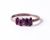 Electroformed Garnet Ring - Garnet Jewelry - Copper Jewelry - Natural Stone Ring - Gemstone Ring - January Birthstone