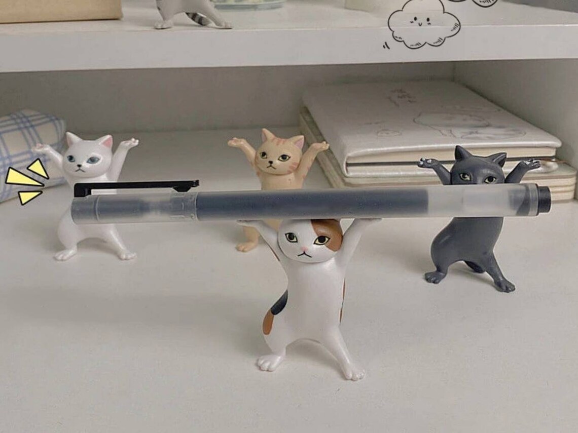 5pcs Japanese Cat Pen Holder Kids Toy Birthday Gift capsule Etsy