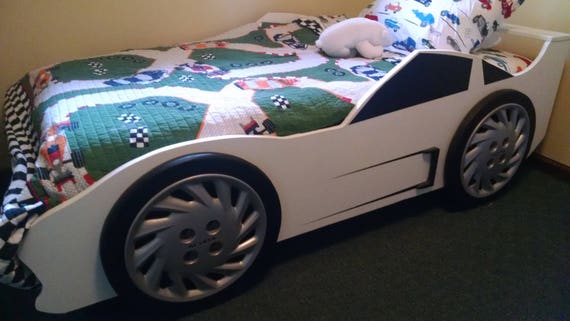 boys race car bed