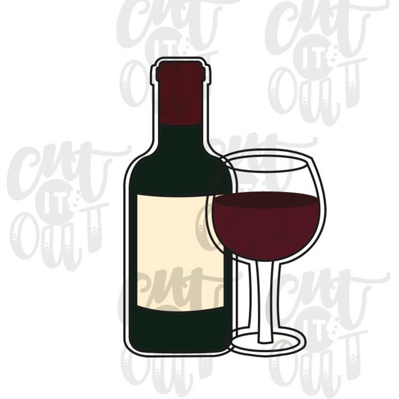 Wine Bottle And Glass Cookie Cutter Cookies Image 0