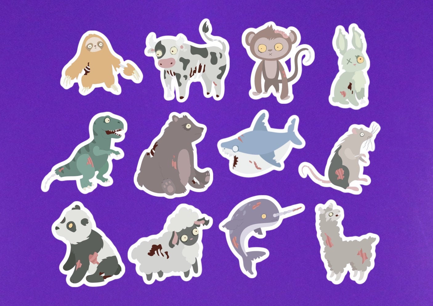 Set of 12 Zombie Animal Stickers 2 on Their Longest Side - Etsy Set of 12 Zombie Animal Stickers 2 on Their Longest Side - Etsy