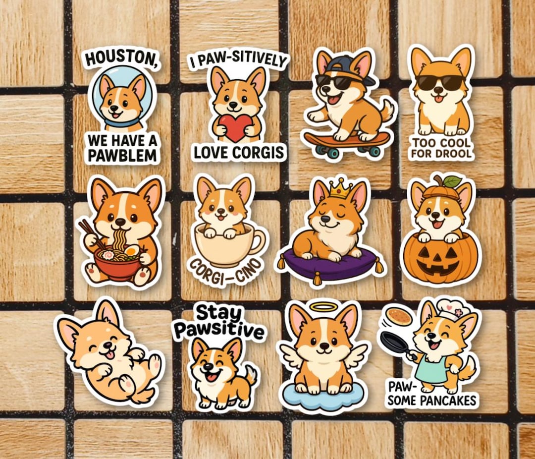 Labratory Corgi Sticker Set of 12 Corgi Stickers - Dog Sticker Pack - 2