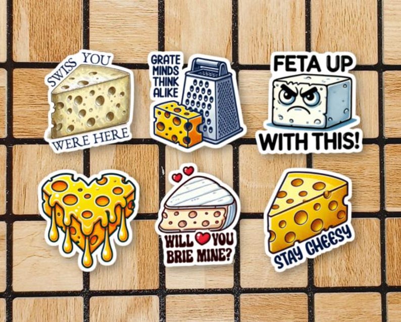 Set of 6 Cheese Stickers - Funny Cheese Puns - Cheese Lover Gift - Food ...