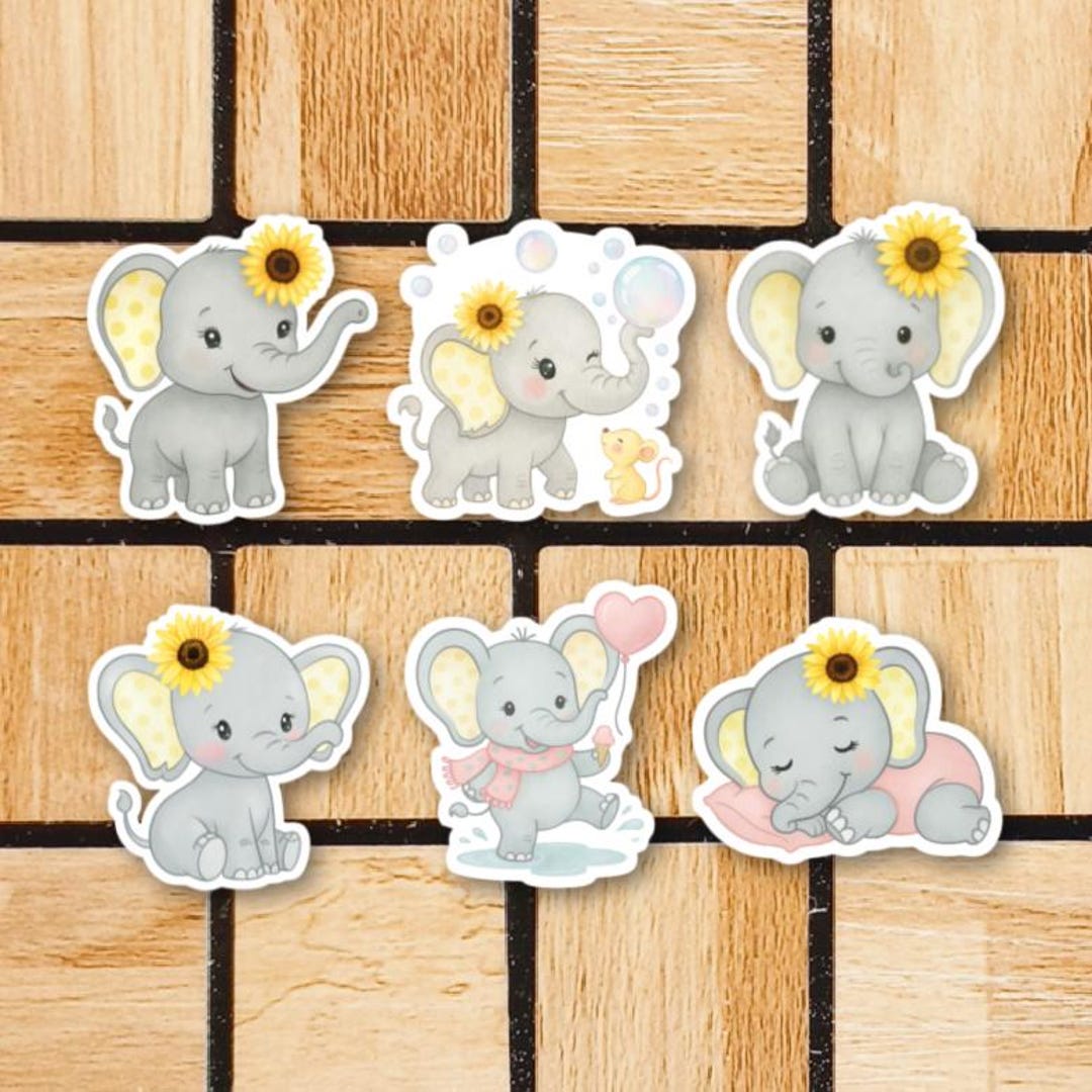 Ios Elephant Stickers Set of 6 Elephant Stickers - 2