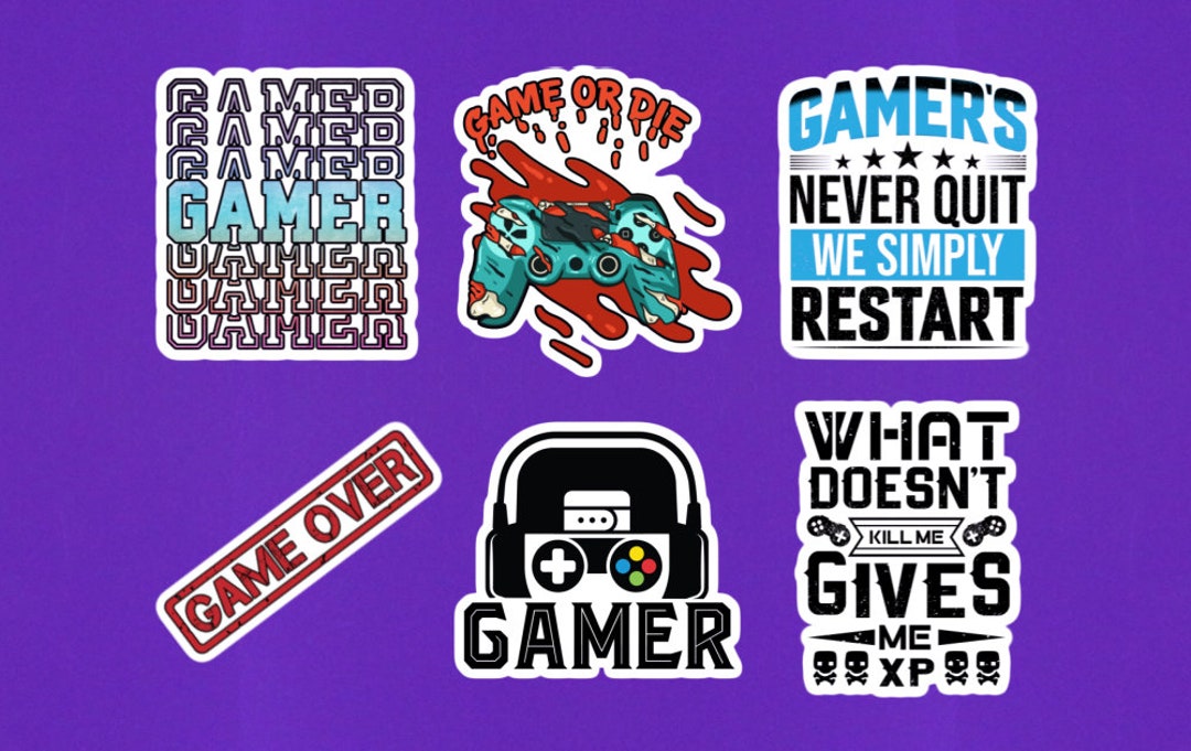 Set of 6 Gamer Stickers Gaming Sticker Pack Gamer Sticker Etsy