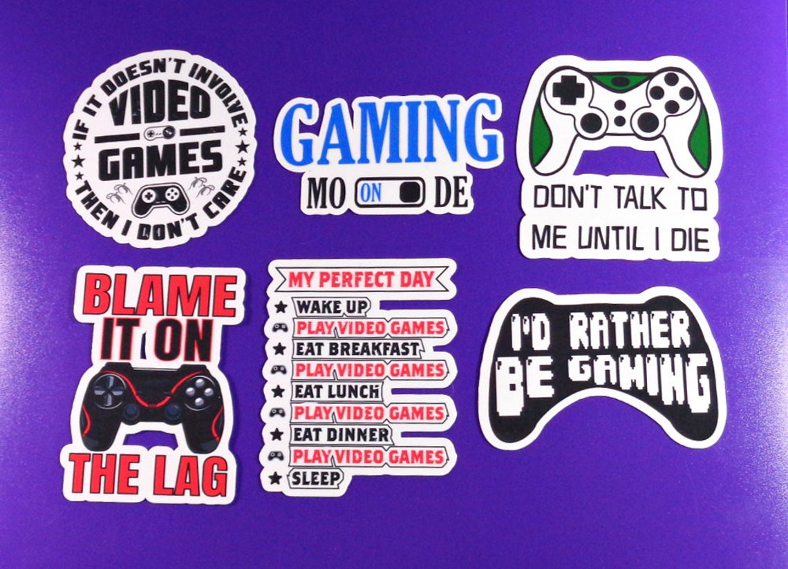 Set of 6 Gamer Stickers Gaming Sticker Pack Gamer Sticker Etsy