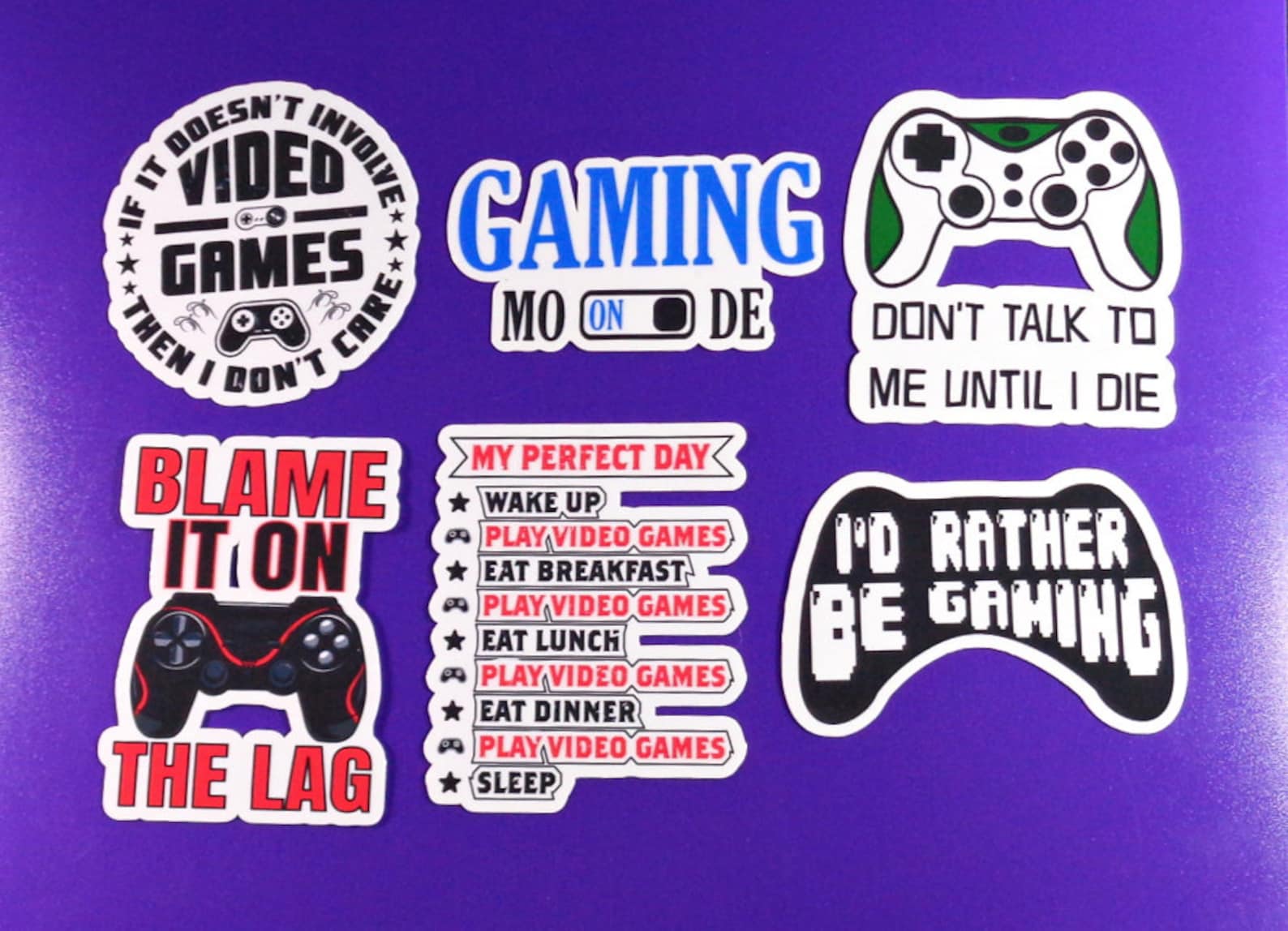 Set of 6 Gamer Stickers Gaming Sticker Pack Gamer Sticker Etsy