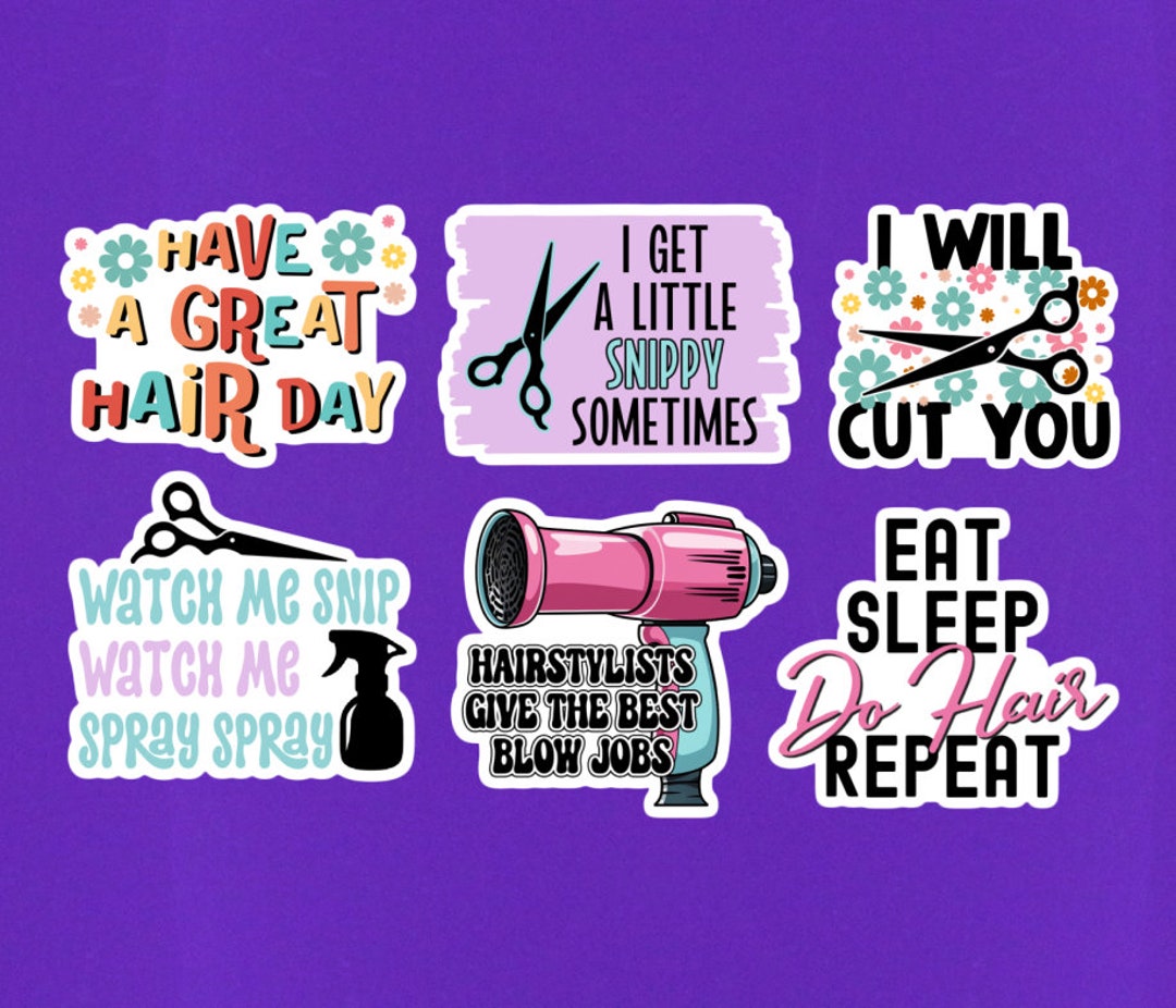 Hairdresser Sticker Pack Set of 6 Hairstylist Stickers Etsy
