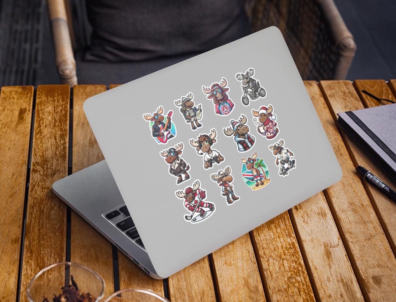Set of 12 Moose Stickers - Cute Sticker Pack - Funny Moose Gifts ...