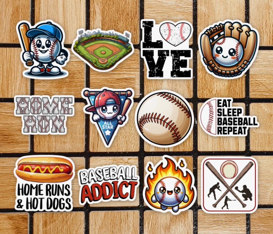 Set of 12 Baseball Stickers - 2