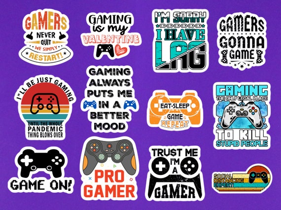 Set Of 12 Gaming Gamer Stickers Approx 2 On Longest Side Gamer Gift For  Video Game Lovers Laptop Sticker Gaming Sticker Pack #2